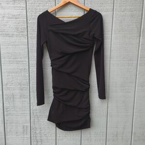 y2k Elizabeth and James Low Back Long Sleeve Mini Dress sz S Black Club Edgy